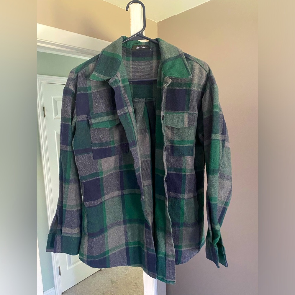 Womens Plaid Shacket Casual Flannel Shirt Long Sleeve Button Down